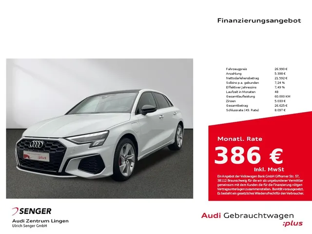 Audi A3 Sportback 45 TFSI e S line MMI LED Panorama 