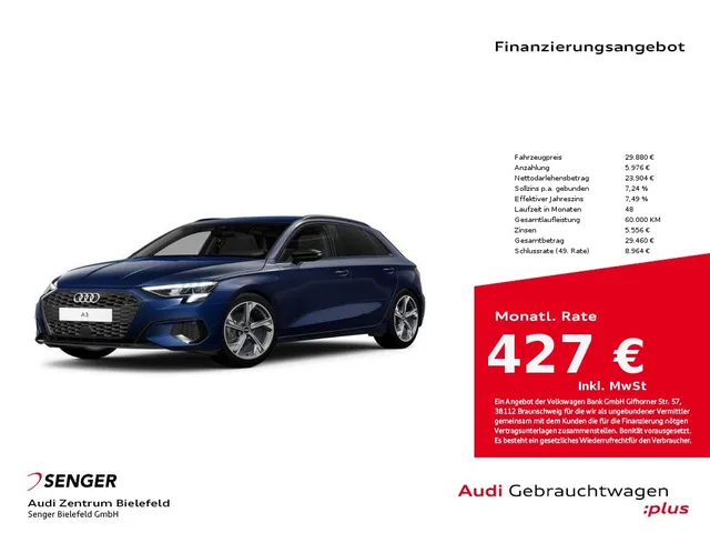 Audi A3 Sportback Advanced 30 TDI Sitzh. MMI LED PDC 