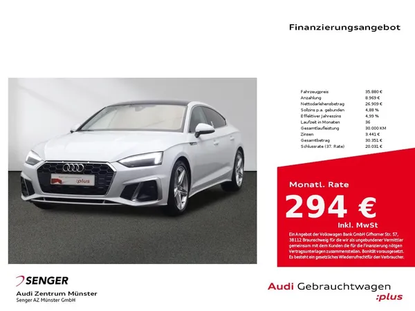 A5 Sportback 40 TDI S line Matrix Kamera AHK 