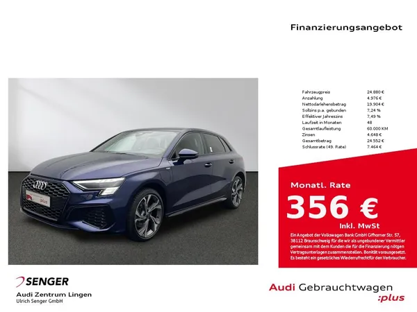 A3 Sportback 40 TFSI e S line MMI Matrix-LED B&O