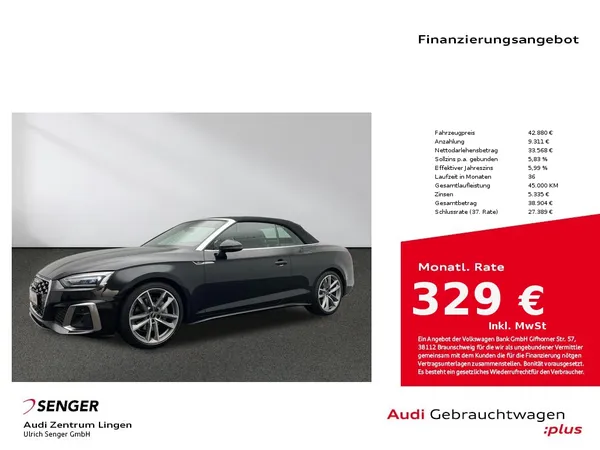 A5 Cabriolet S line 40 TFSI S tronic MMI LED B&O