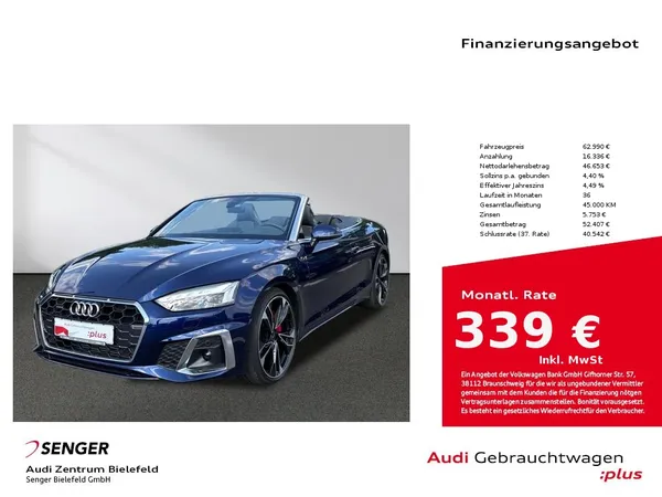 A5 Cabriolet S line 45 TFSI quattro Matrix-LED 