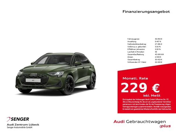 A3 Sportback 35 TFSI S tronic Navi virtual GRA 