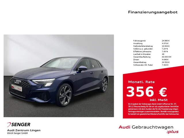 Audi A3 Sportback 40 TFSI e S line MMI Matrix-LED B&O